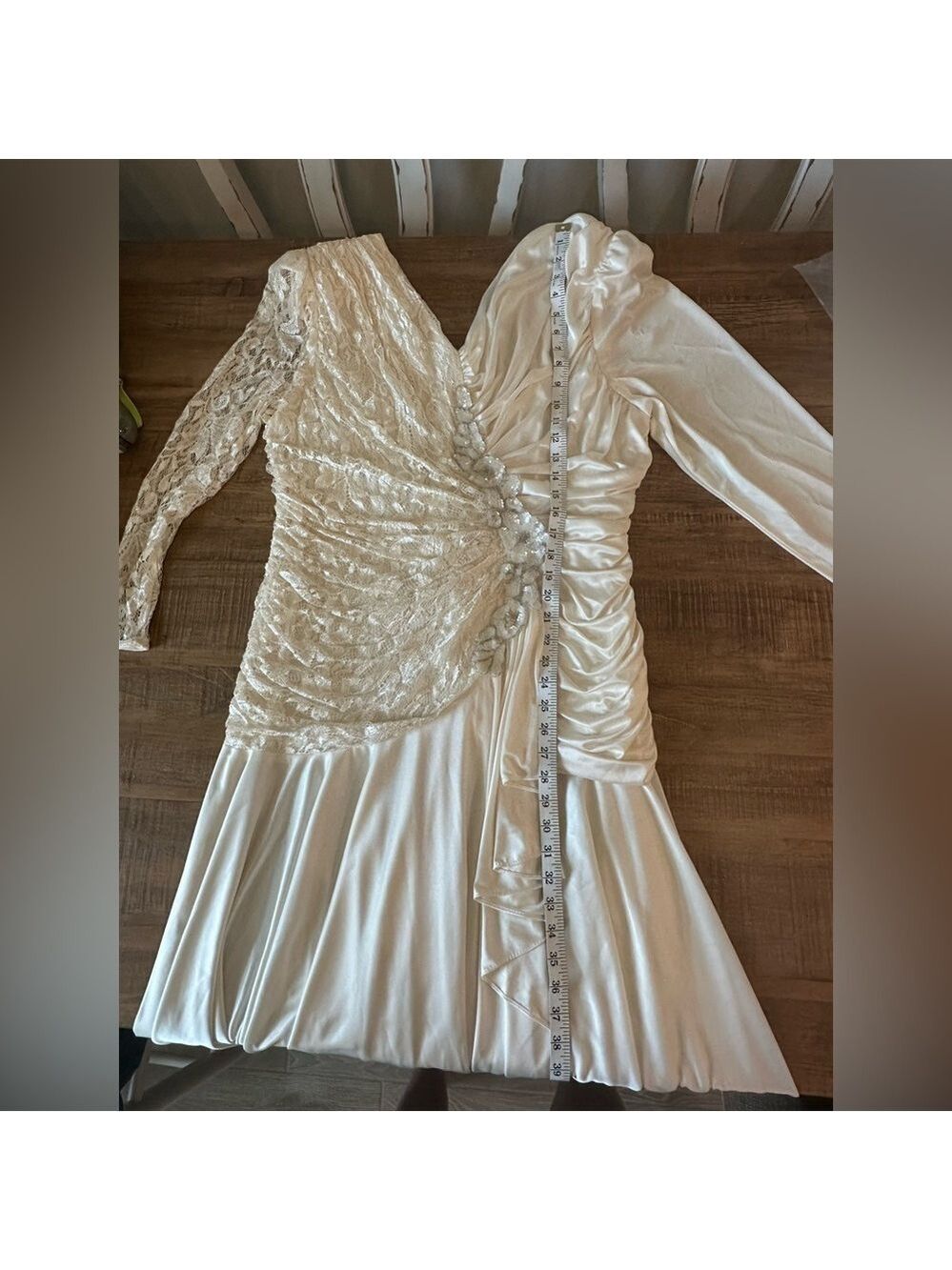 Filigree Ltd Vintage Elegant Ivory Draped Long Sleeve Special Occasion Dress 18W - Picture 15 of 17
